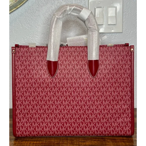 Michael Kors Mirella Medium Cherry Tote with Logo Accent & Gold Hardware - Picture 5 of 13